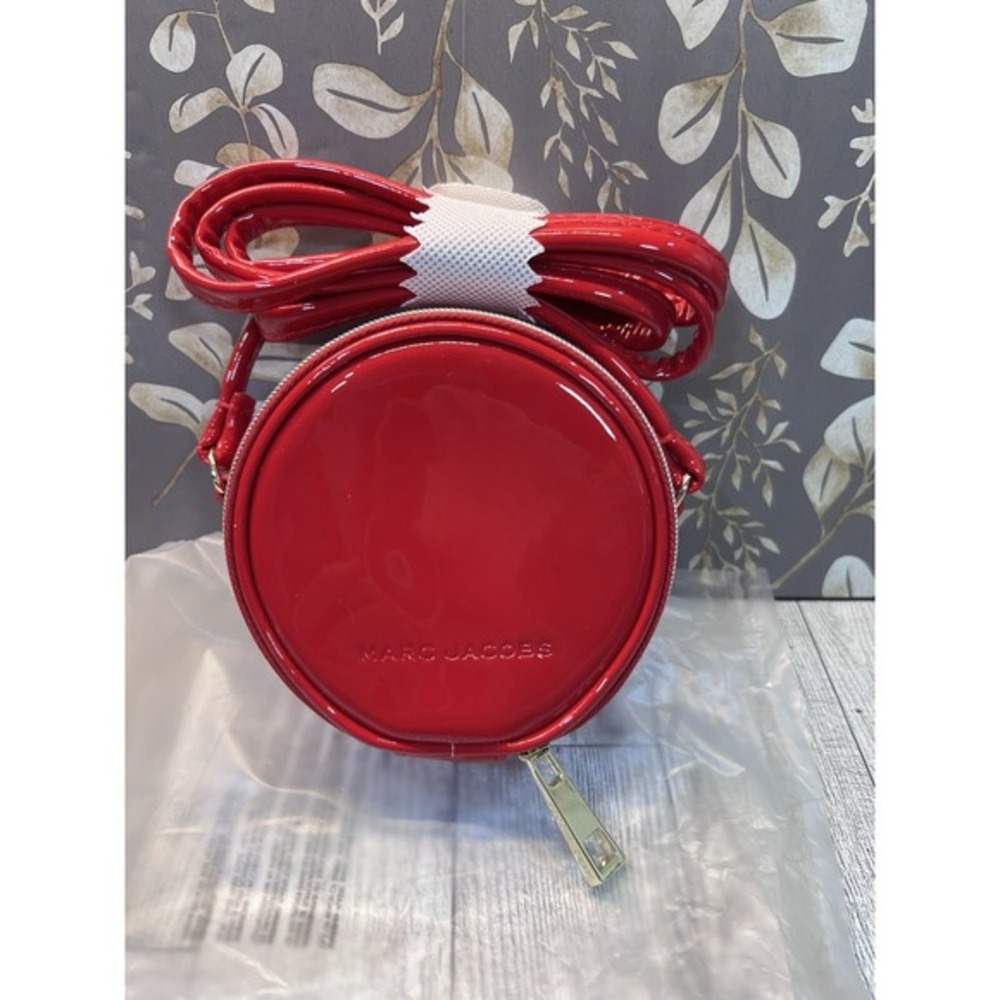 MARC‎ JACOBS Mini 4" Red Patent Leather Crossbody Round Circle Canteen Bag Purse